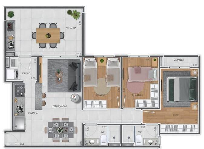 Apartamento à venda com 3 quartos, 90m² - Foto 1